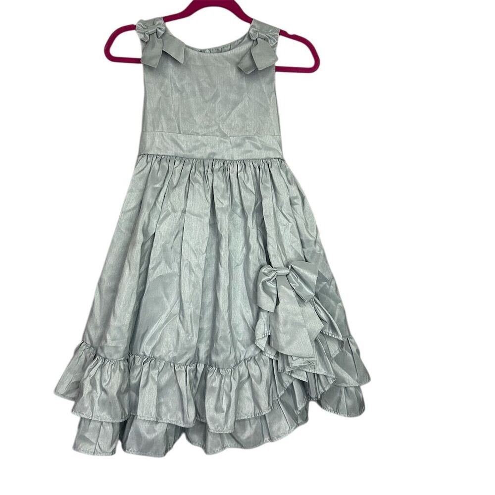 Girls Vintage  Sugar Plum Full Skirt Dress Size 5-6 Formal Long With Bows